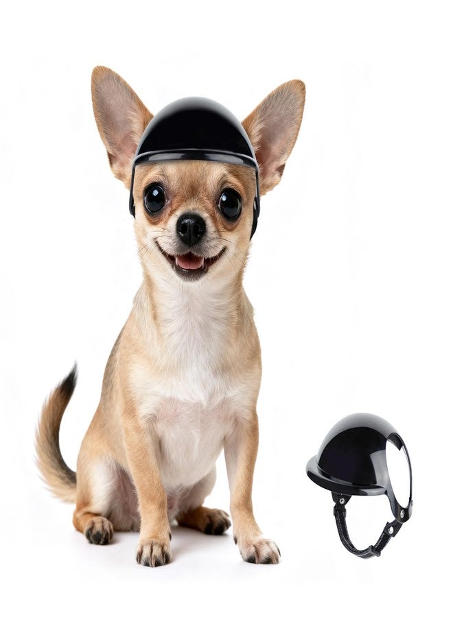 PETLESO Dog Helmet for Small Dogs, XSmall Chihuahua Dog Motorcycle Helmets with Ear Holes, Pet Safety Hat Extra Small Doggy Helmet for Puppy & Cats Head Protection, Adjustable, Black XS - Image 1